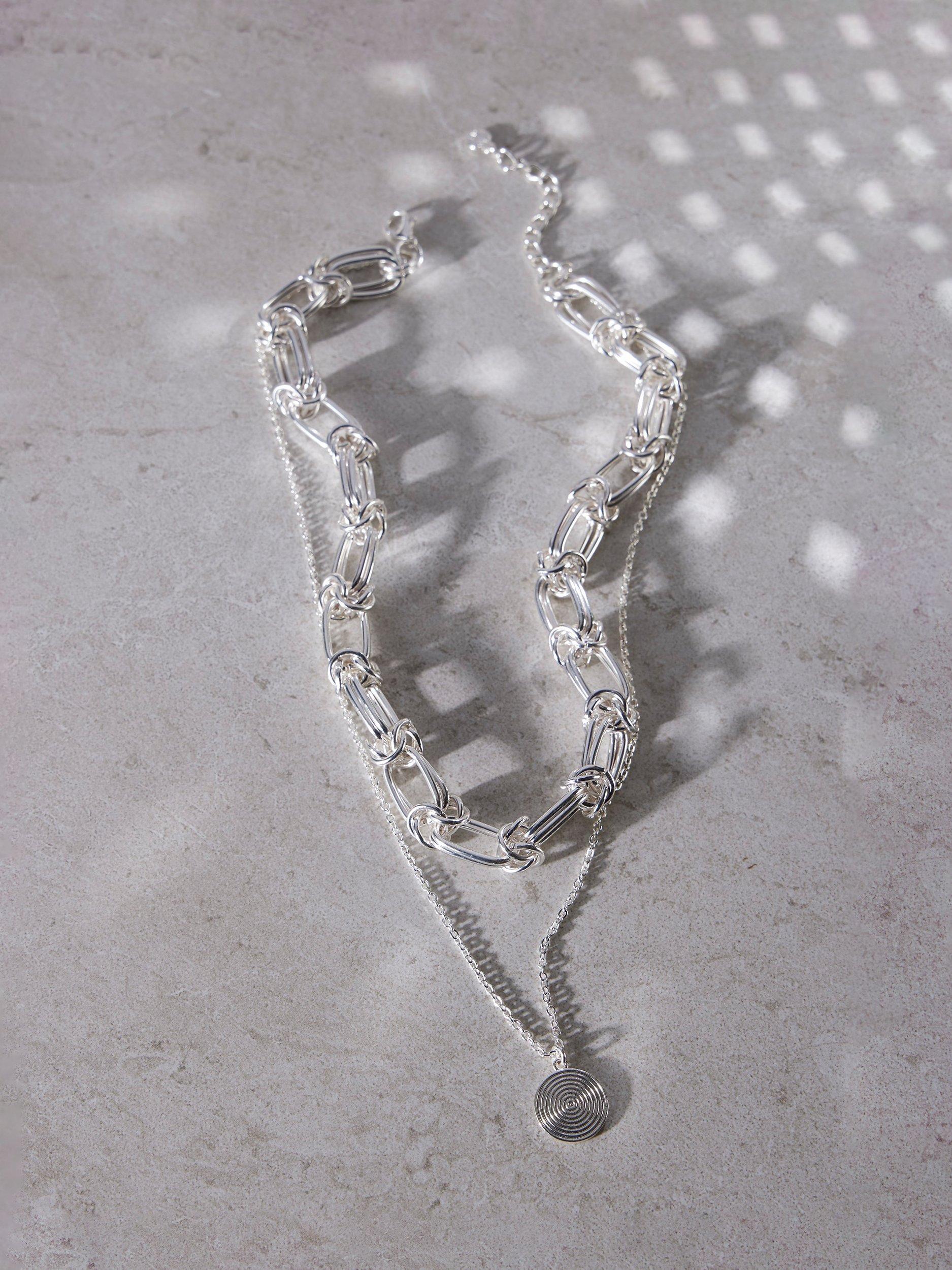 Mint Velvet Twist Layered Necklace, Silver, One Size