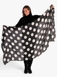 chesca Large Spot with Speckles Printed Scarf, Black/Gold