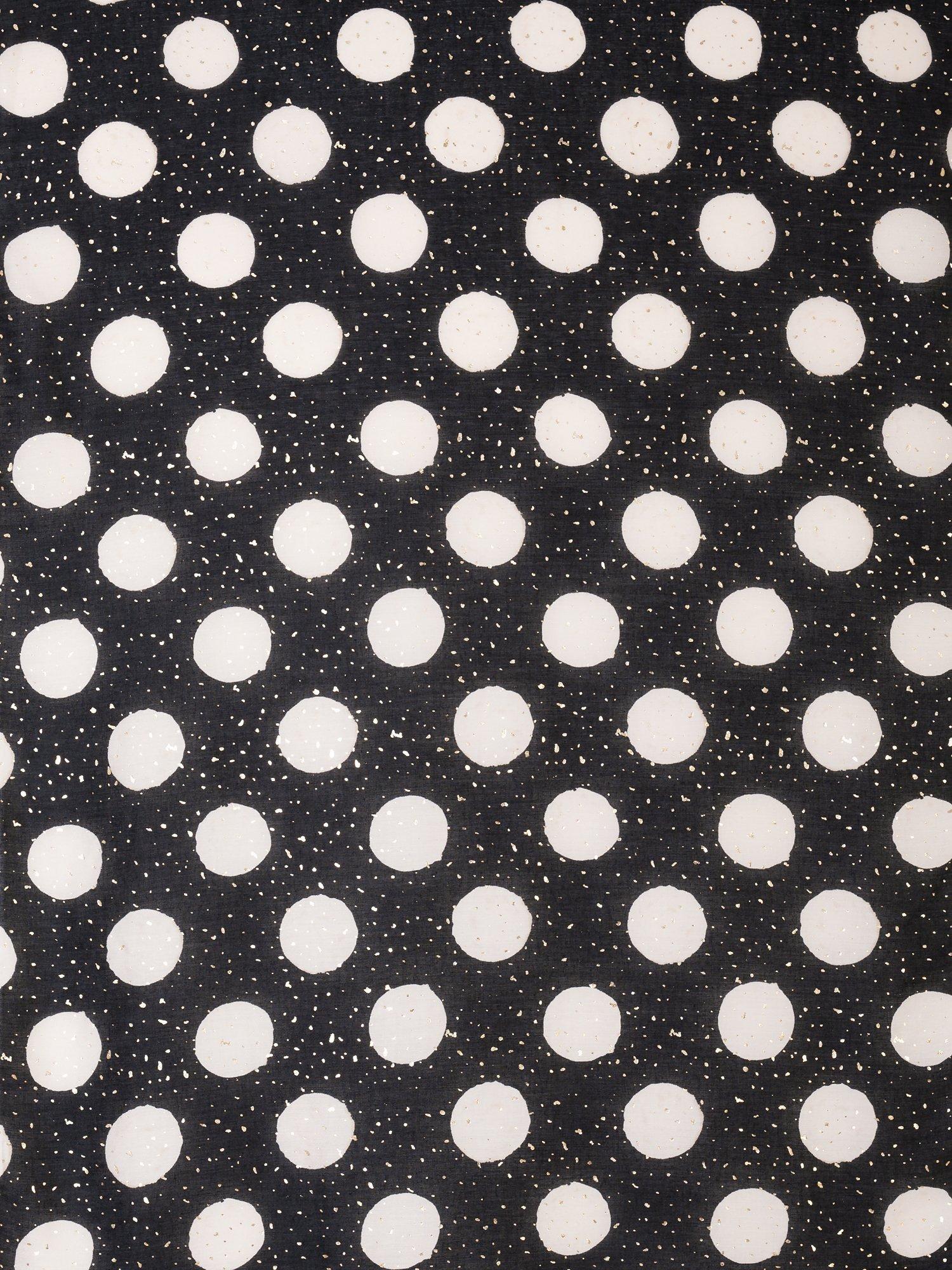 Product image 3 of 3, which shows chesca Large Spot with Speckles Printed Scarf, Black/Gold, One Size