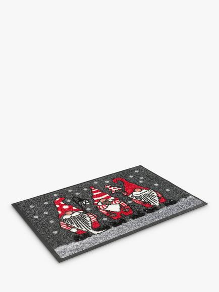 Wash+Dry Christmas Gonks Door Mat, Grey