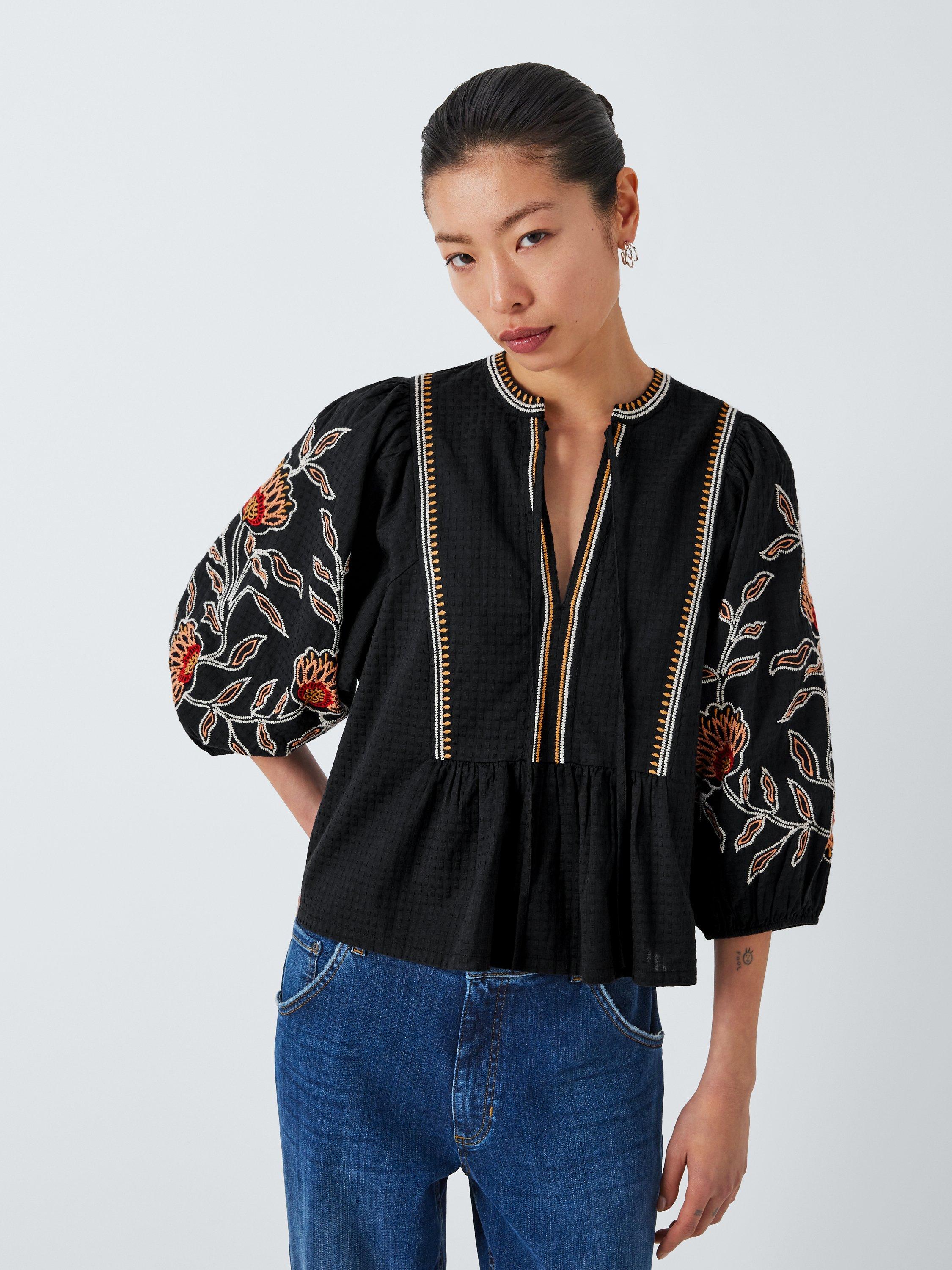 AND/OR Liberty Embroidered Blouse, Black