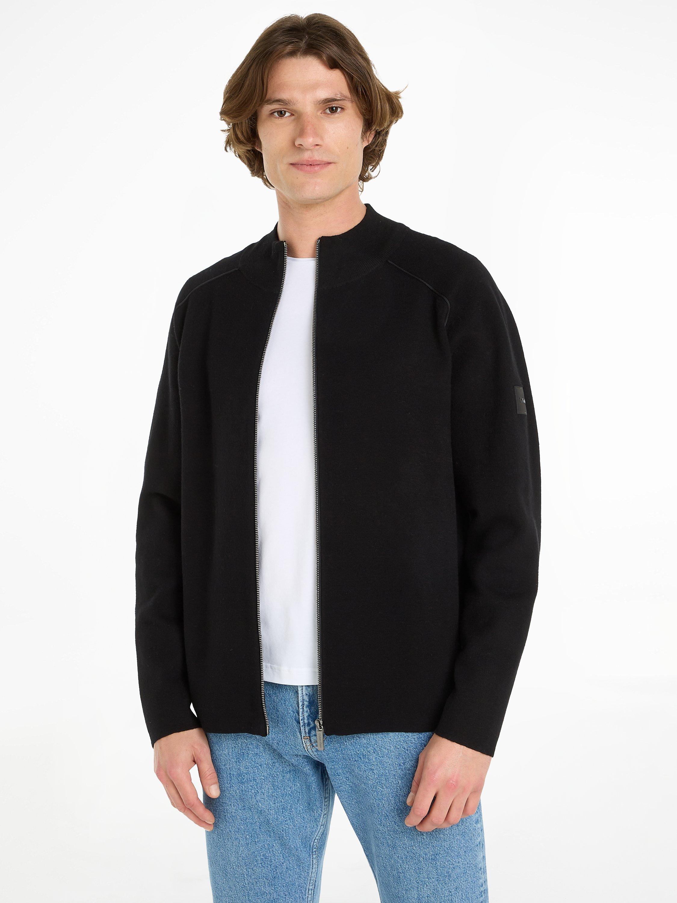 Calvin Klein Milano Stitch Zip Jumper, Black