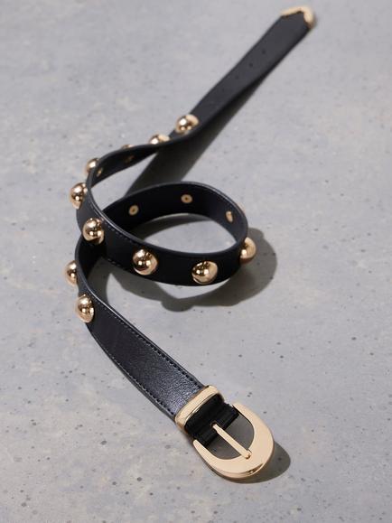 Mint Velvet Statement Leather Belt, Black