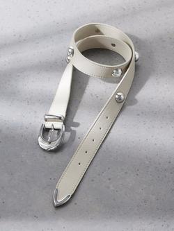 Mint Velvet Statement Leather Belt, Natural Cream