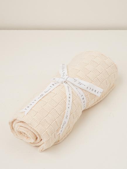 Truly Baby Basket Stitch Knitted Baby Blanket, Oat