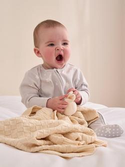 Truly Baby Basket Stitch Knitted Baby Blanket - view 2, Oat