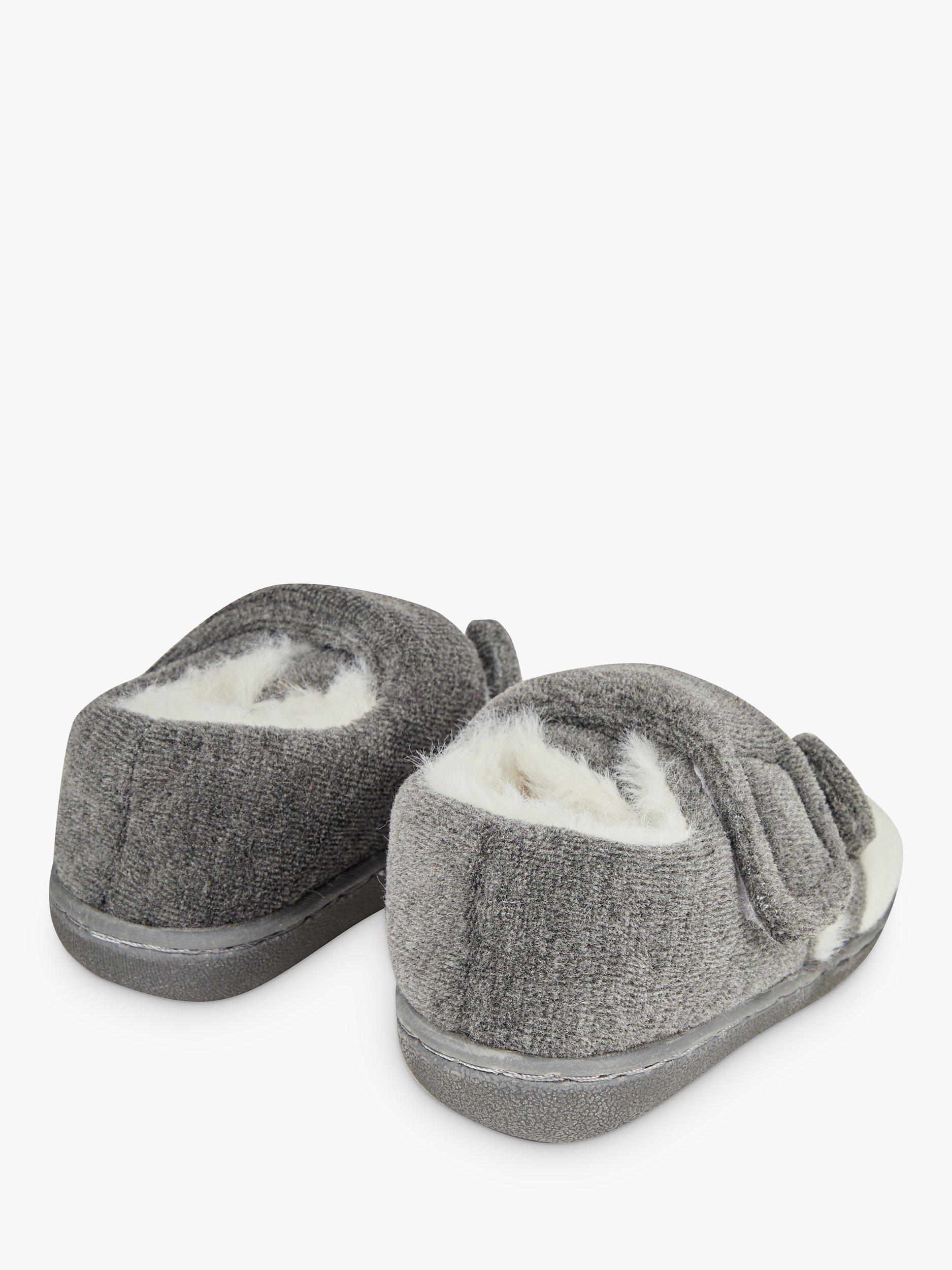 Product image 2 of 5, which shows JoJo Maman Bébé Panda Easy-On Slipper Shoes, Grey Marl/Multi, 6-12 months