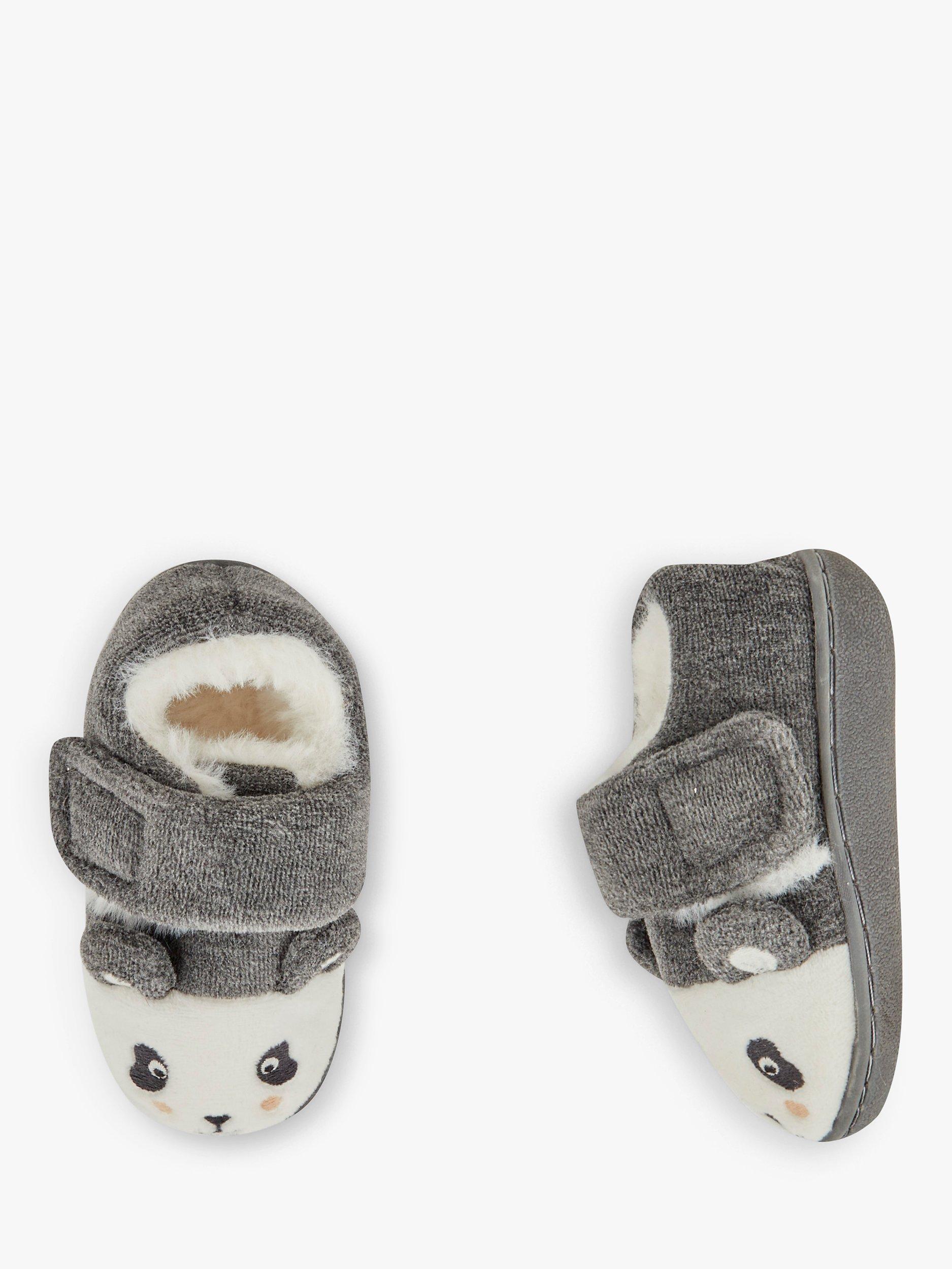 Product image 5 of 5, which shows JoJo Maman Bébé Panda Easy-On Slipper Shoes, Grey Marl/Multi, 6-12 months