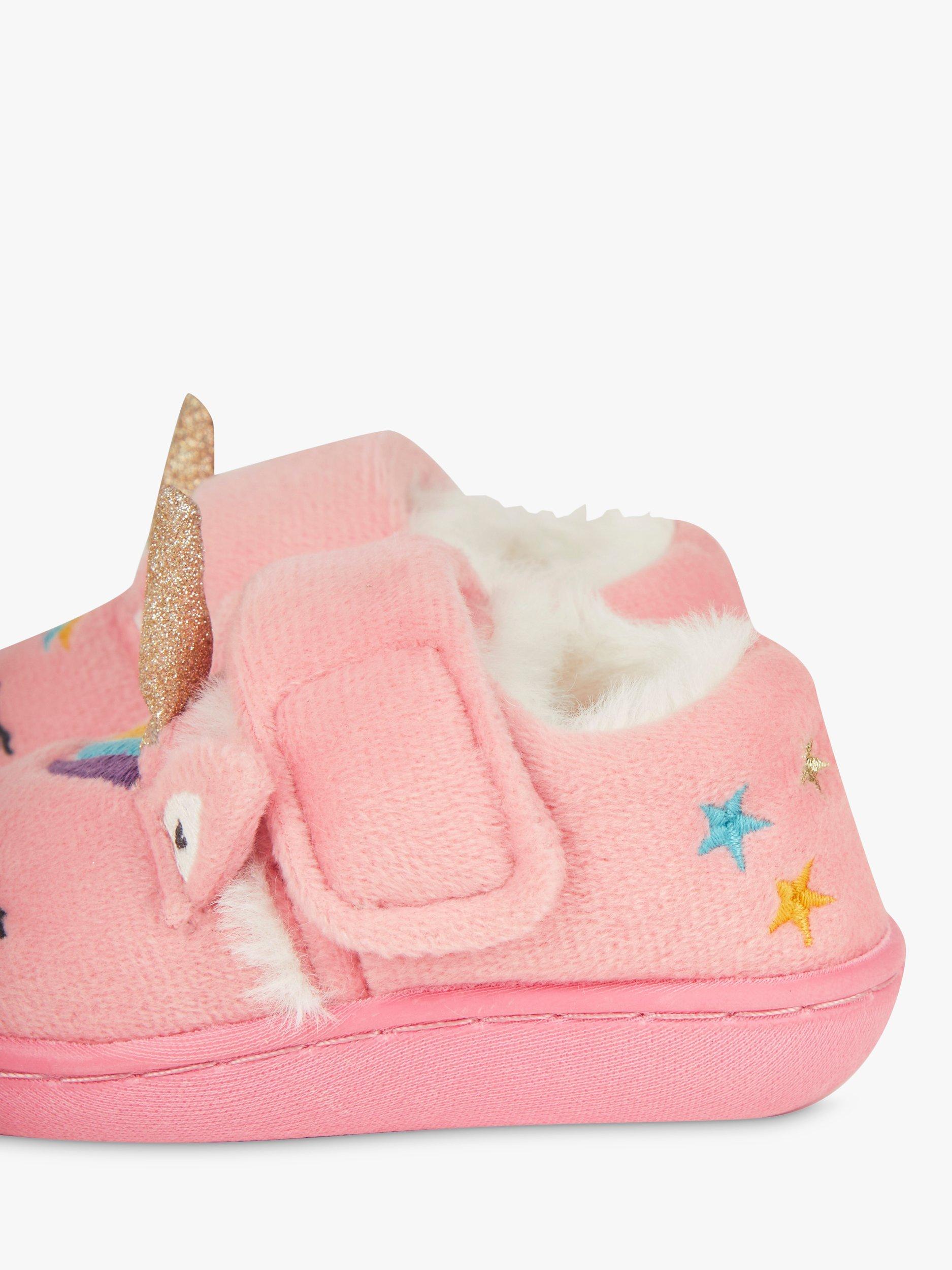 Product image 4 of 5, which shows JoJo Maman Bébé Unicorn Easy-On Slipper Shoes, Pink/Multi, 0-6 months