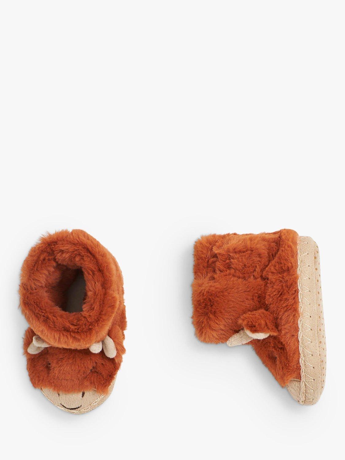 Product image 2 of 4, which shows JoJo Maman Bébé Kids' Cow Slipper Boots, Orange, 12-18 months