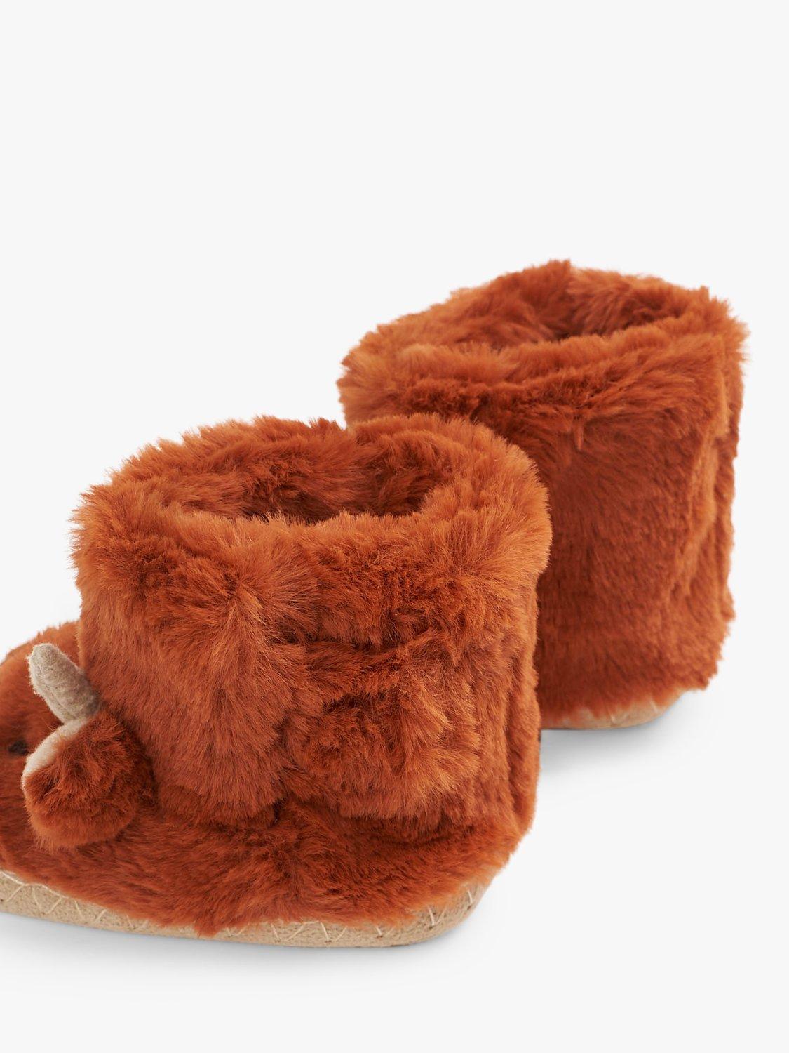 Product image 4 of 4, which shows JoJo Maman Bébé Kids' Cow Slipper Boots, Orange, 12-18 months
