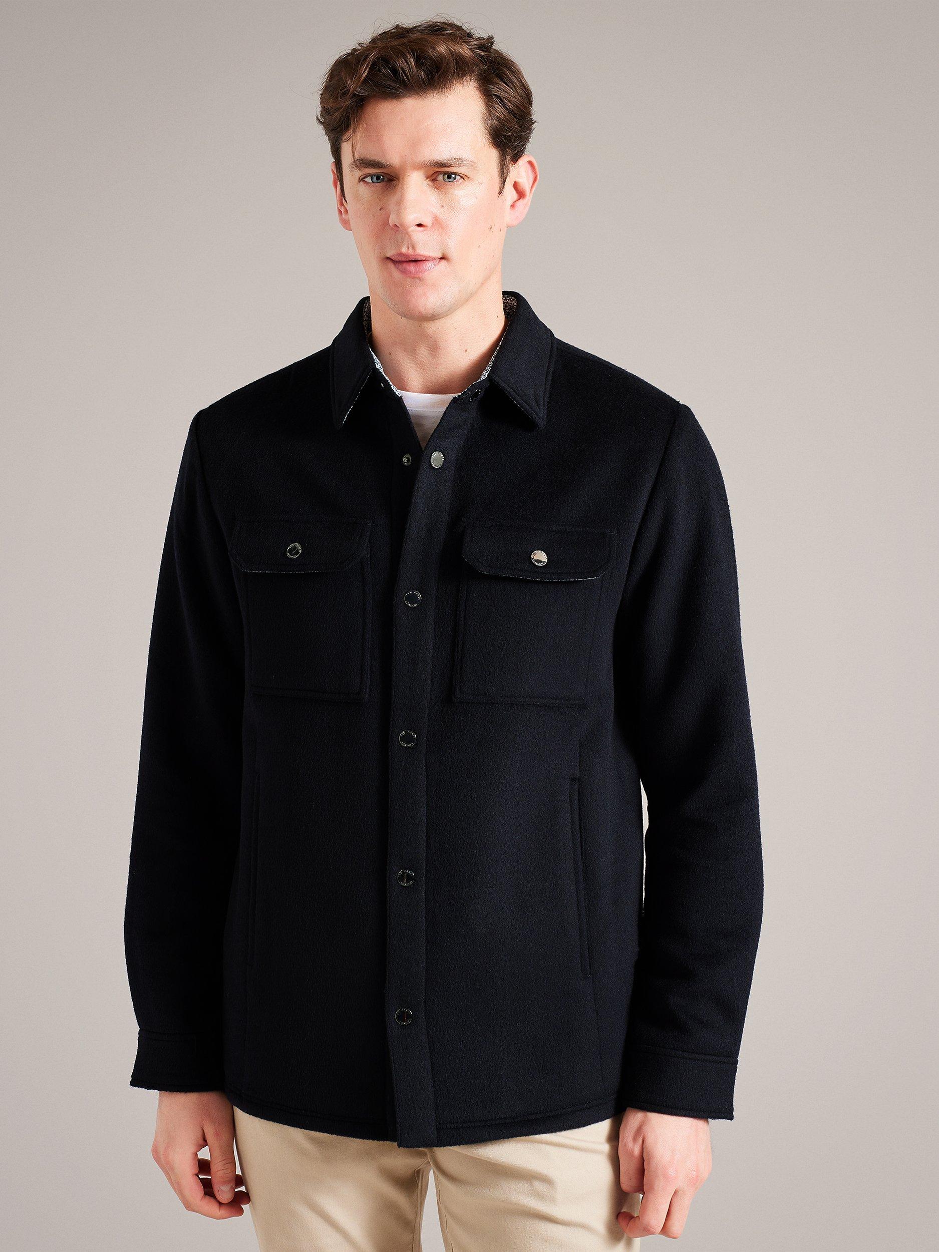 Ted Baker Aderbry Long Sleeve Wool Blend Over Shirt, Blue Navy