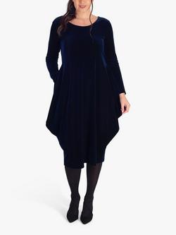 chesca Stretch Velvet Drape Midi Dress, Navy, Navy