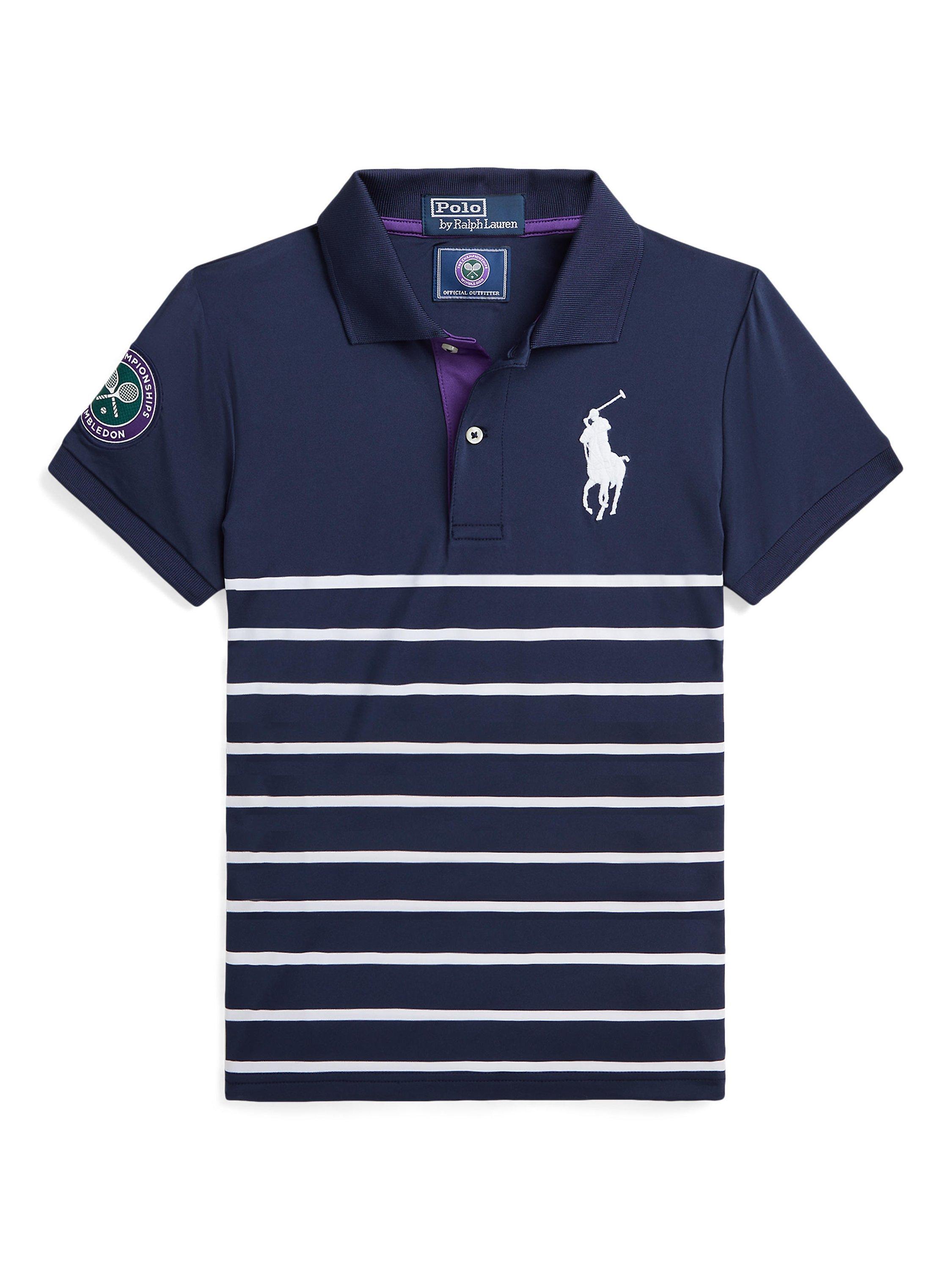 Product image 1 of 2, which shows Polo Ralph Lauren Kids' Wimbledon Ball Kid Polo Top, Refined Navy, S