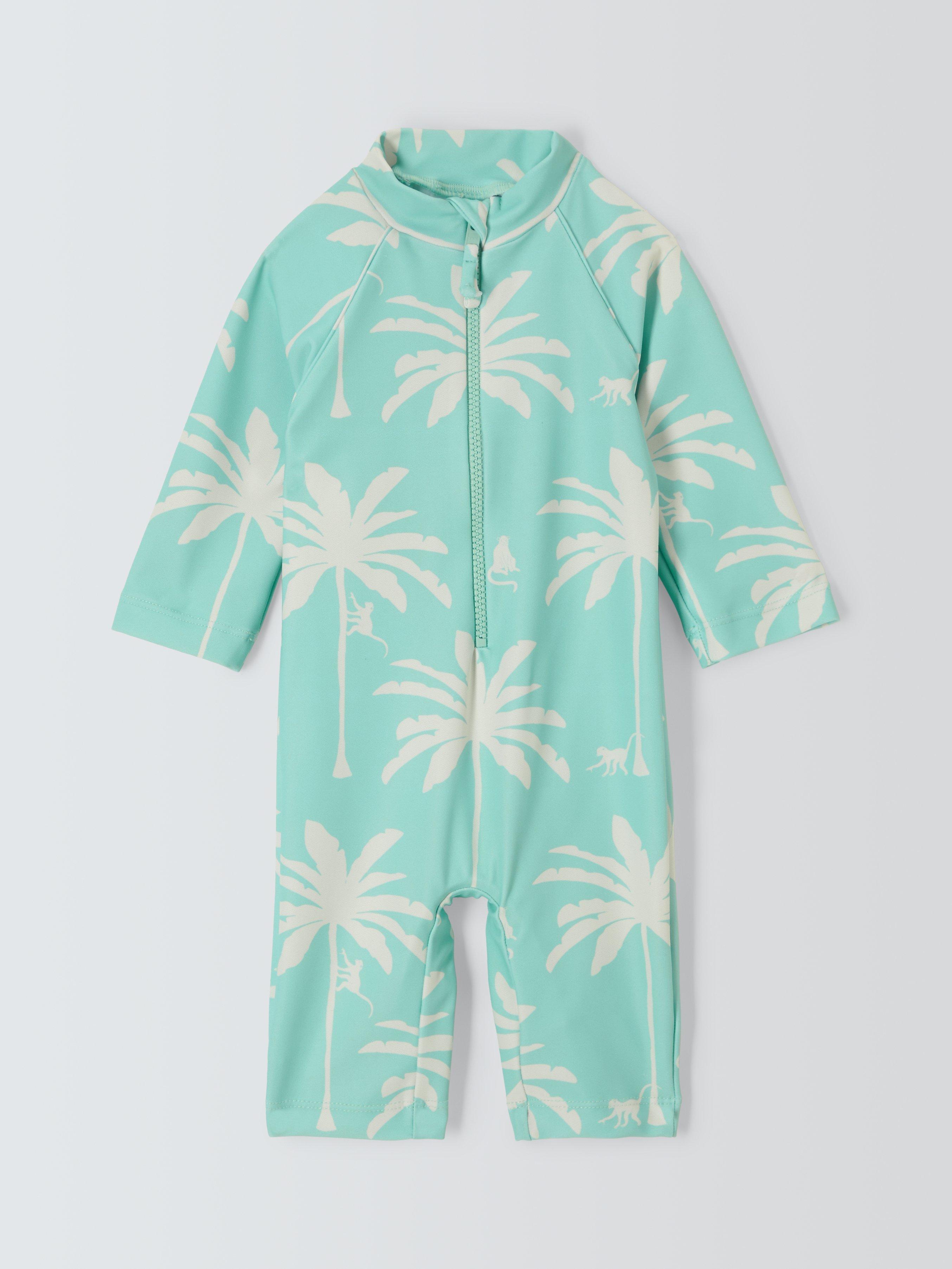 John Lewis Baby Family Palm Tree Sunpro Swimsuit, Green