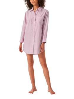 myza Striped Organic Cotton Nightshirt, Pink/White