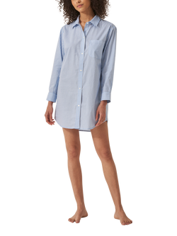 myza Striped Organic Cotton Nightshirt, Blue/White