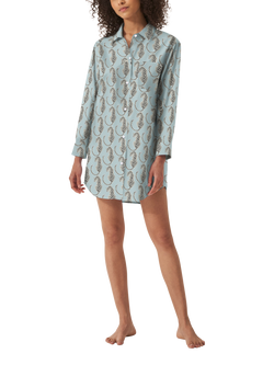 myza Leopard Organic Cotton Nightshirt, Blue, Blue