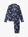 myza Zebra Organic Cotton Pyjamas, Navy/Pink