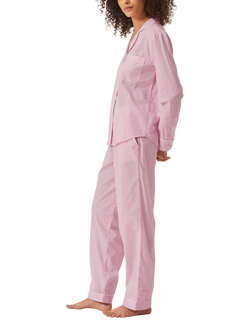 myza Striped Organic Cotton Long Sleeve Pyjama Trouser Set - view 2, Pink/White