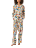 myza Florals Organic Cotton Long Sleeve Pyjama Trouser Set, Multi/White