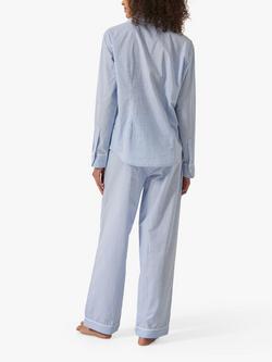 myza Striped Organic Cotton Long Sleeve Pyjama Trouser Set - view 2, Blue/White