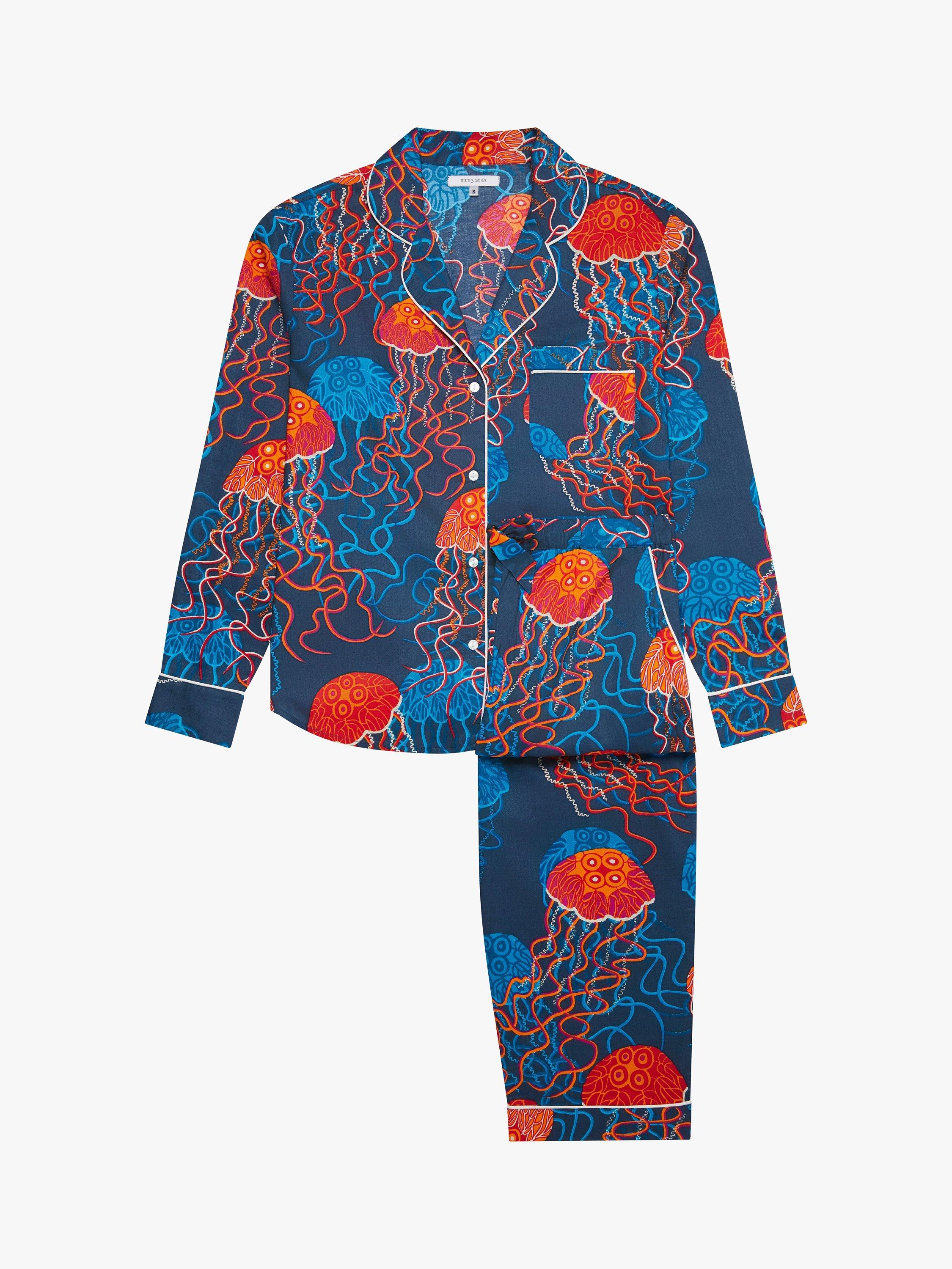 Product image 1 of 1, which shows myza Jellyfish Long Shirt Pyjama Set, Multi, XS