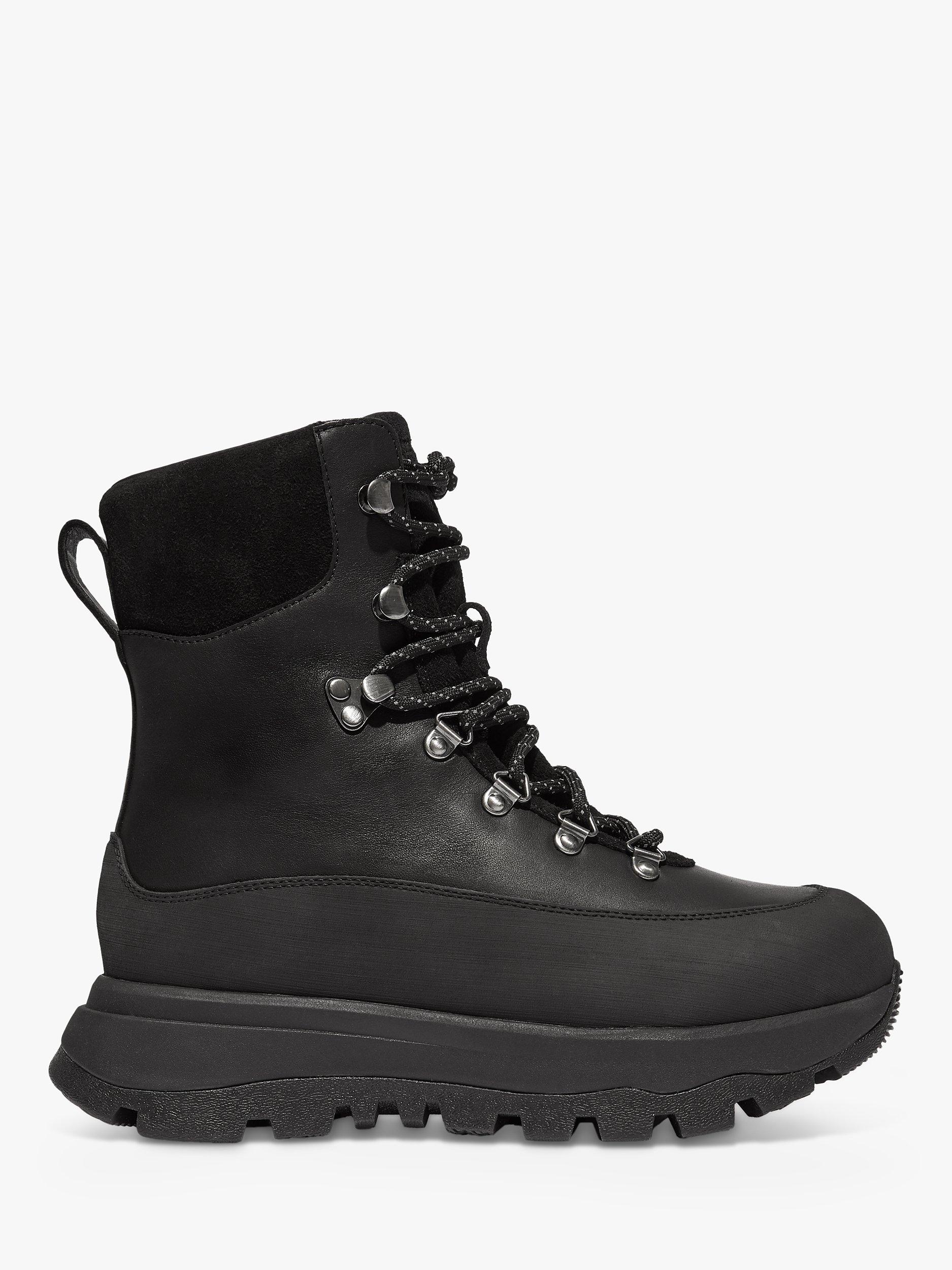 FitFlop Neo-D-Hyker Leather Blend Walking Boots, All Black