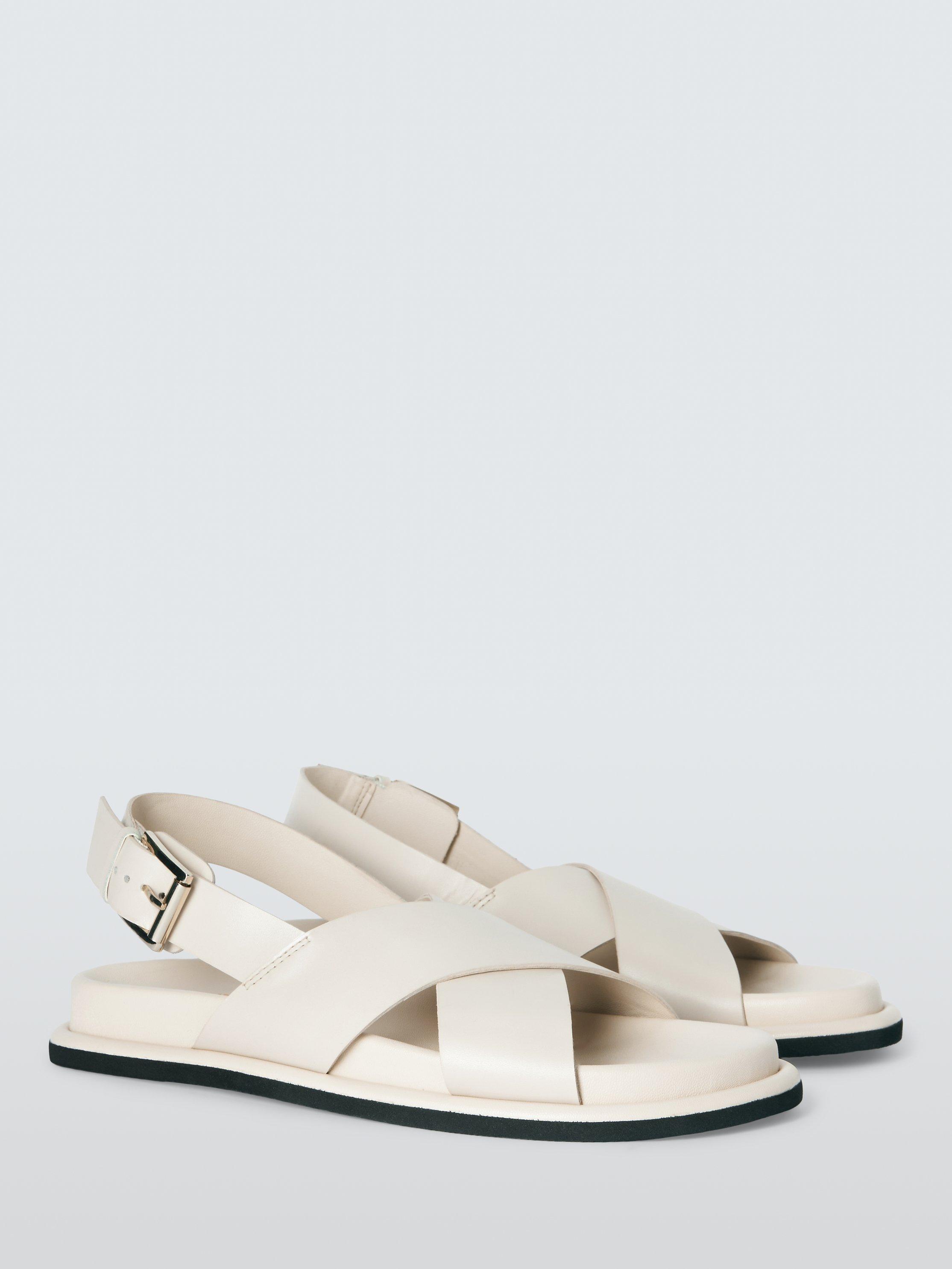 Product image 4 of 6, which shows John Lewis ANYDAY Lorri Leather Slingback Padded Flatform Sandals, Off White, 3