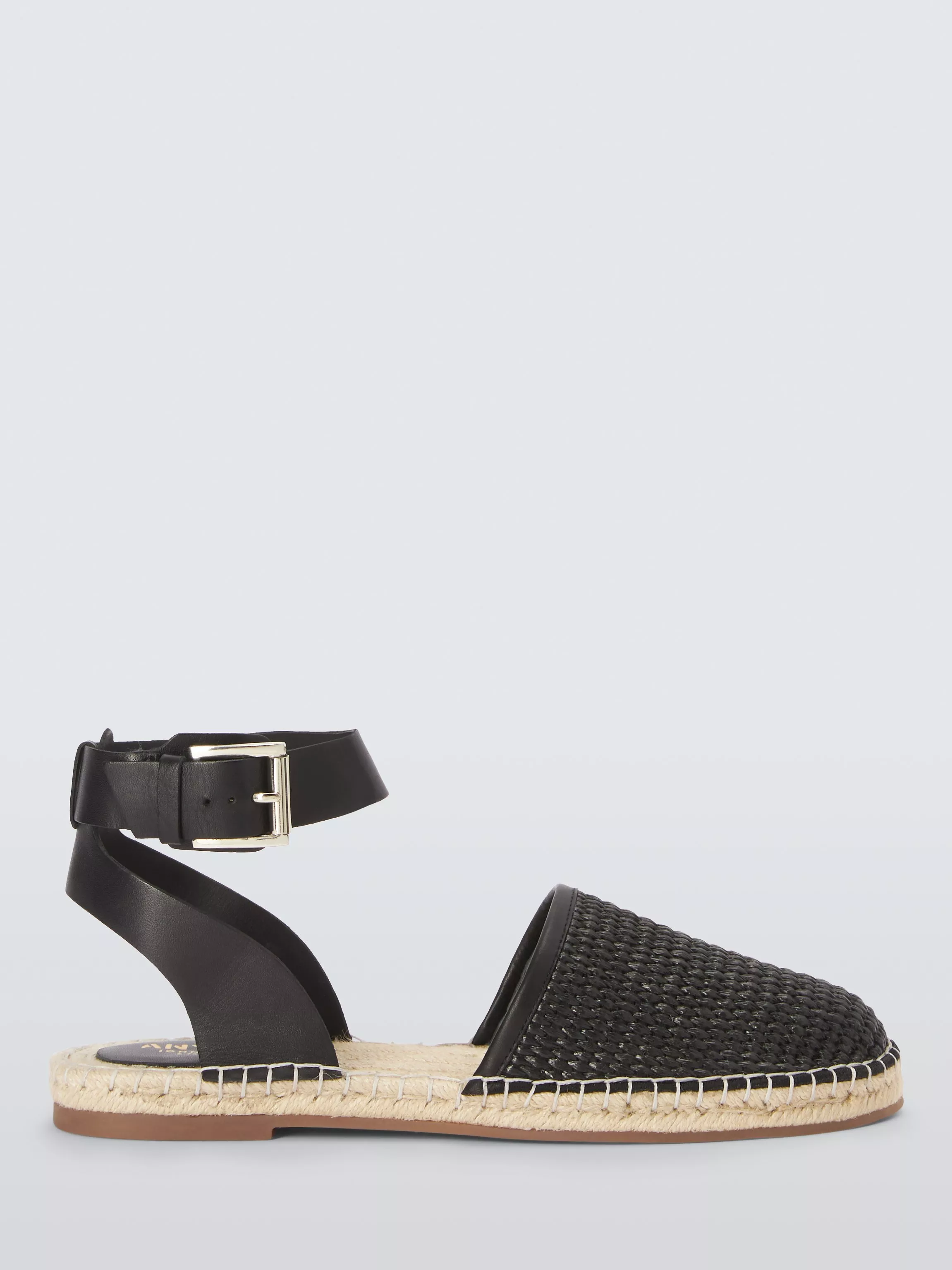 John Lewis ANYDAY Hydie Raffia 2 Part Open Espadrille Sandals Black