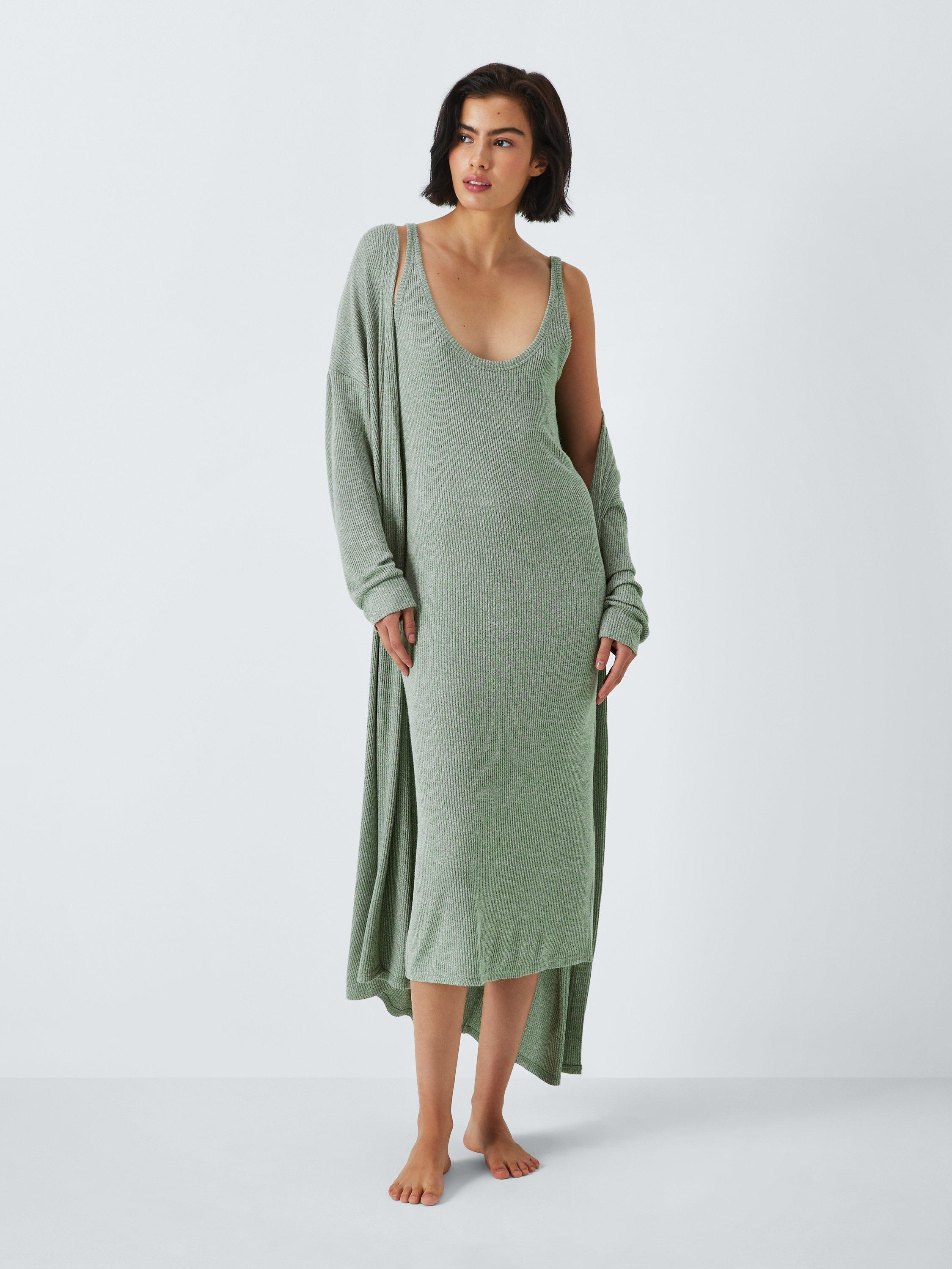 John Lewis Anice Ribbed Nightdress Sage L