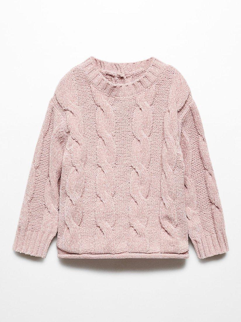 Mango Baby Noa Cable Knit Jumper, Pastel Pink