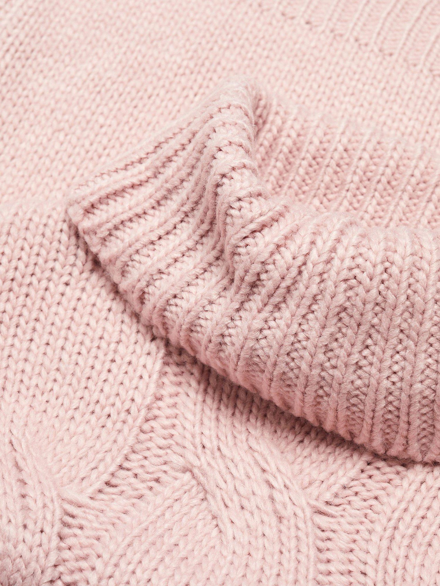 Mango Kids' Sacher Cable Knit Turtle Neck Jumper, Pastel Pink, 13-14 years