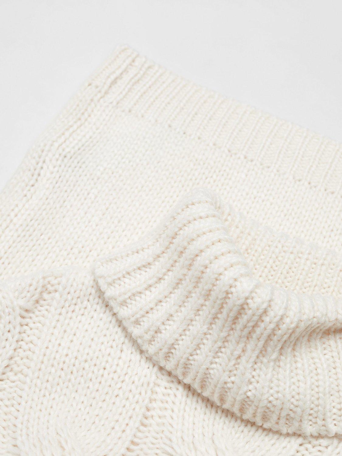 Product image 3 of 4, which shows Mango Kids' Sacha Cable Knit High Neck Jumper, Light Beige, 13-14 years
