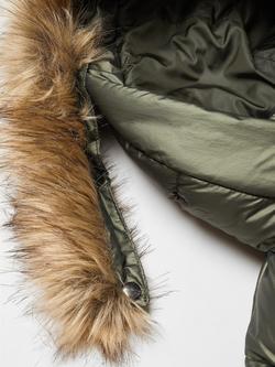 Mango Kids' Kenya Quilted Fur Hood Jacket, Khaki - view 2, Khaki