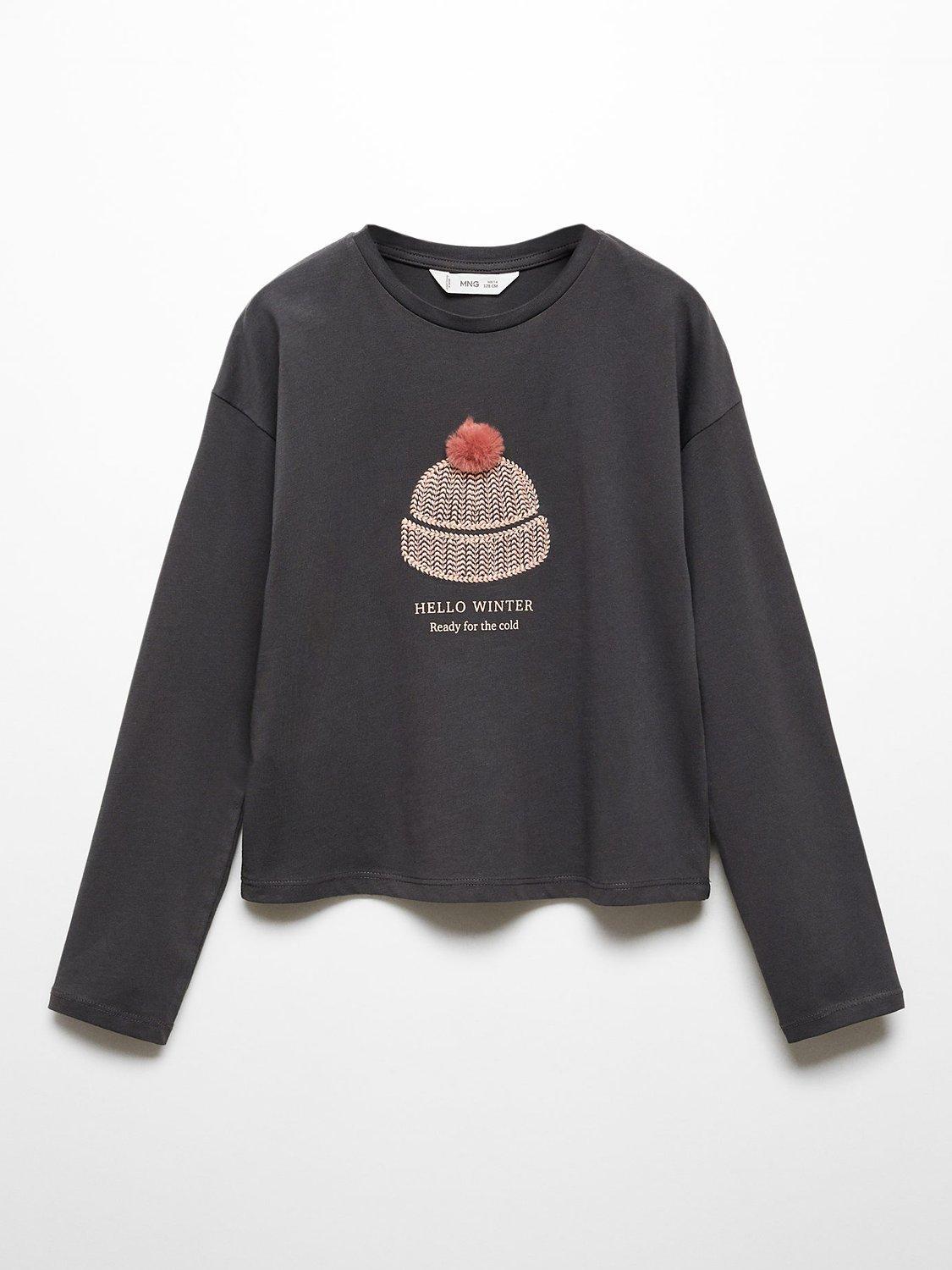 Mango Kids' Winter Hat T-Shirt, Grey