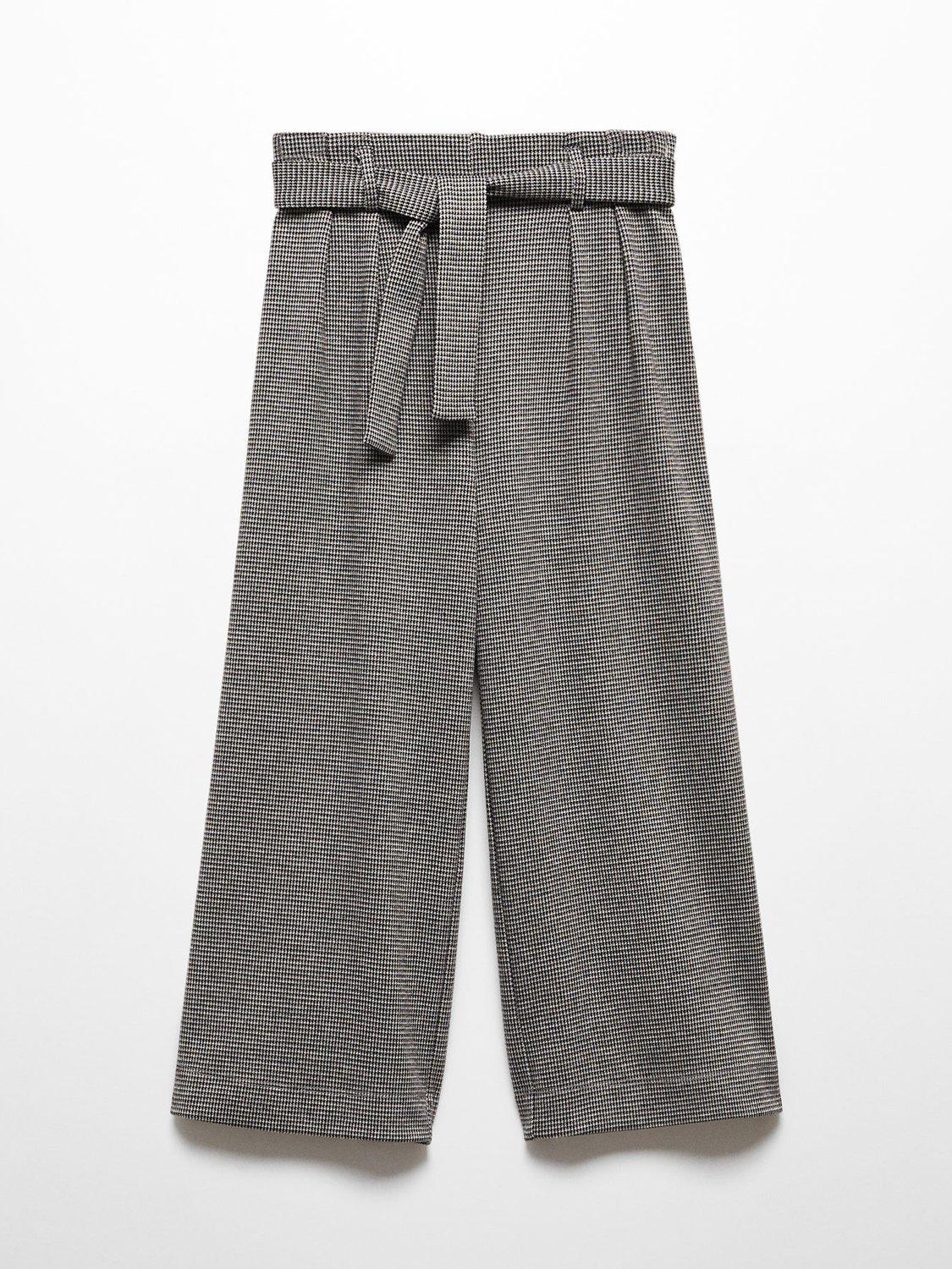 Product image 2 of 5, which shows Mango Kids' Belen Houndstooth Trousers, Black, 5-6 years