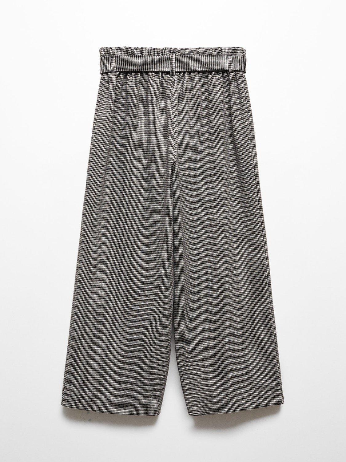 Product image 4 of 5, which shows Mango Kids' Belen Houndstooth Trousers, Black, 5-6 years