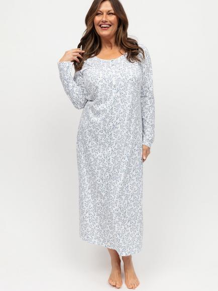 Nora Rose by Cyberjammies Phoebe Nightdress, White/Blue, White/Blue