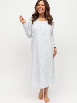 Nora Rose by Cyberjammies Frieda Nightdress, White/Blue, White/Blue