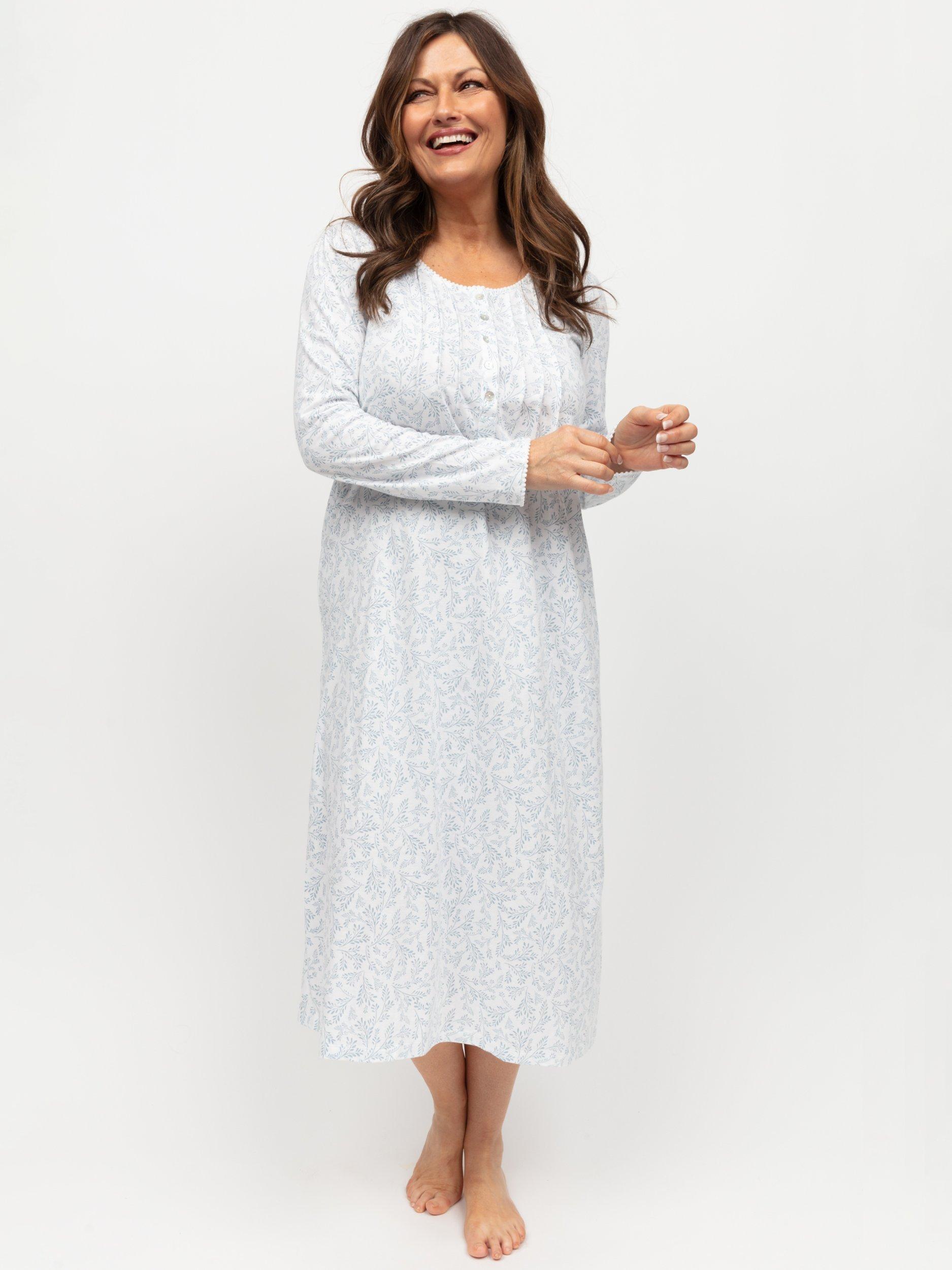 Product image 2 of 2, which shows Nora Rose by Cyberjammies Frieda Nightdress, White/Blue, 12