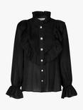 Lollys Laundry Springs Ruffle Placket High Neck Blouse, Black