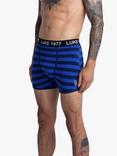 LUKE 1977 Niter Striped Cotton Blend Boxers, Pack of 3, Navy Stripe/Black/Grey