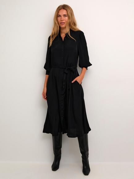 KAFFE Emine Midi Shirt Dress, Deep Black