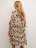 KAFFE Edita Tiered Knee-Length V-Neck Dress, Black/Sand