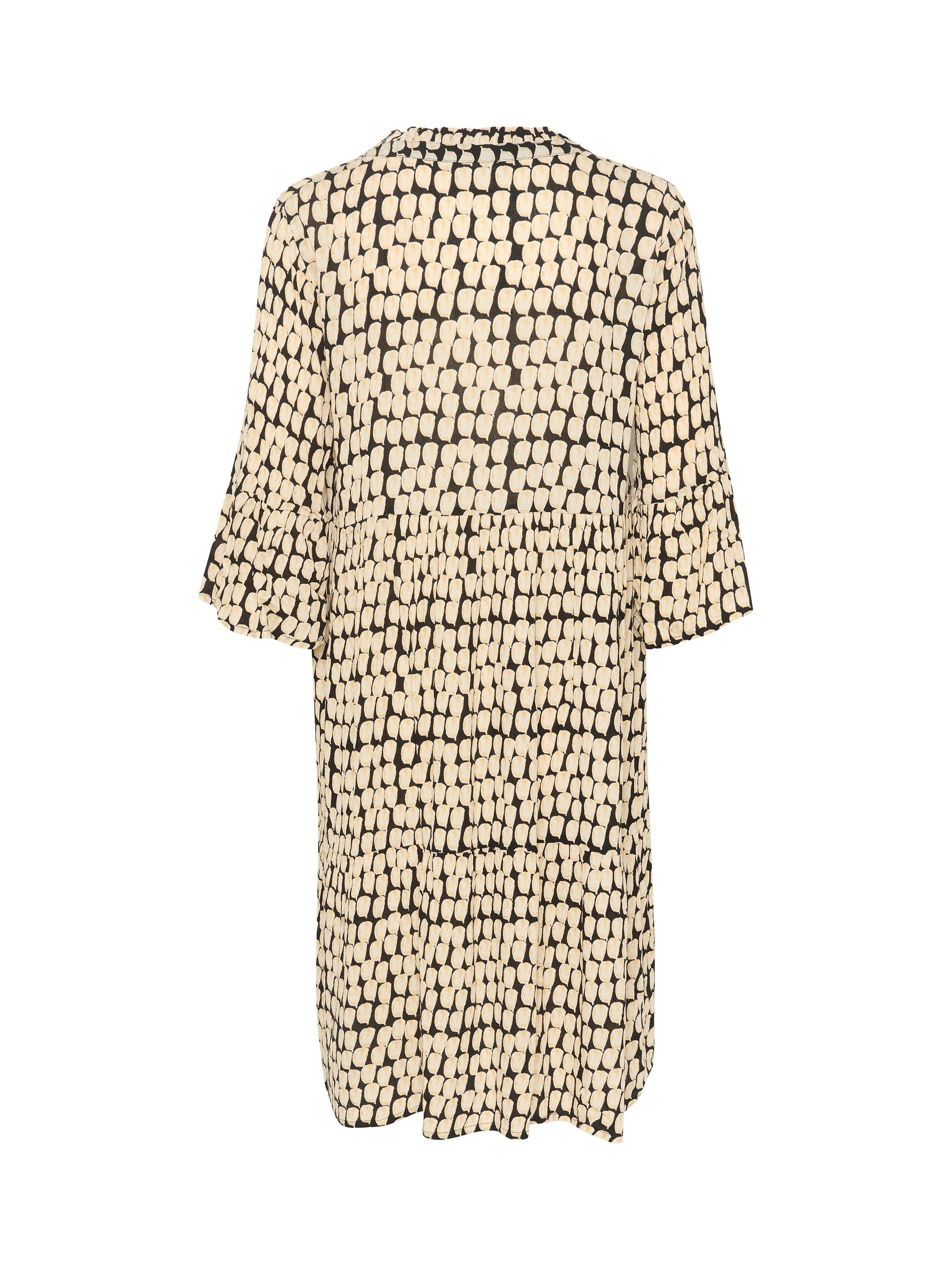 Product image 6 of 6, which shows KAFFE Edita Tiered Knee-Length V-Neck Dress, Black/Sand, 16