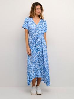 KAFFE Viola Ecovero Button Short Sleeve Maxi Dress, Regetta Chalk Flower