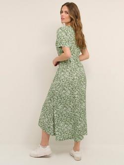 KAFFE Viola Ecovero Button Short Sleeve Maxi Dress - view 2, Green/White