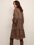 KAFFE Jean Animal Print Tunic Dress, Cocoa Crème/Java