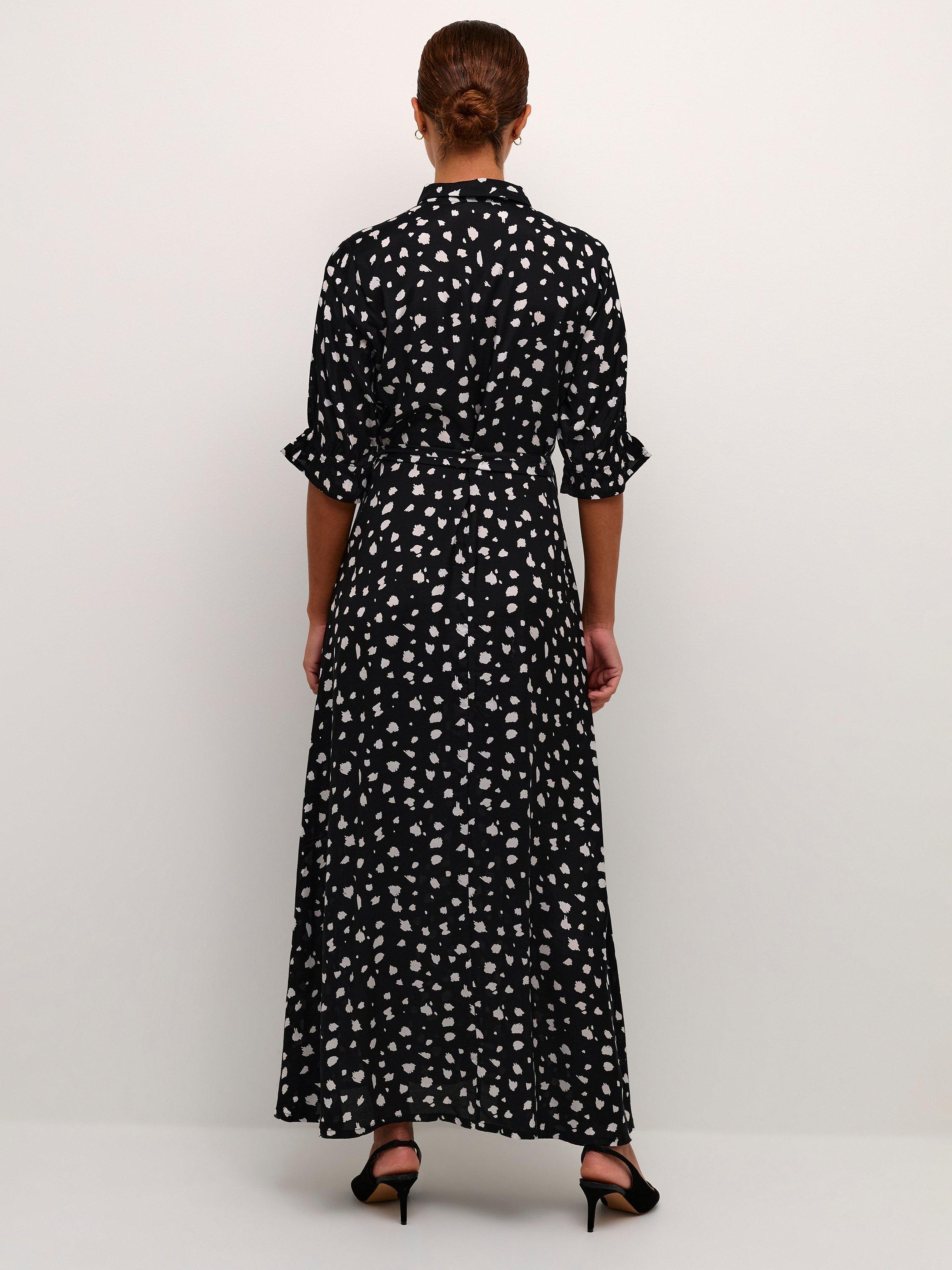 Product image 2 of 4, which shows KAFFE Velana Shirt Maxi Dress, Black/White, 8